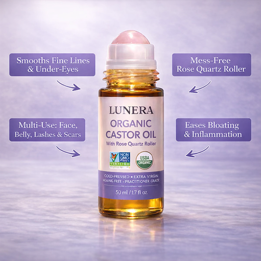 100% Organic Castor Oil With Rose Quartz Roller